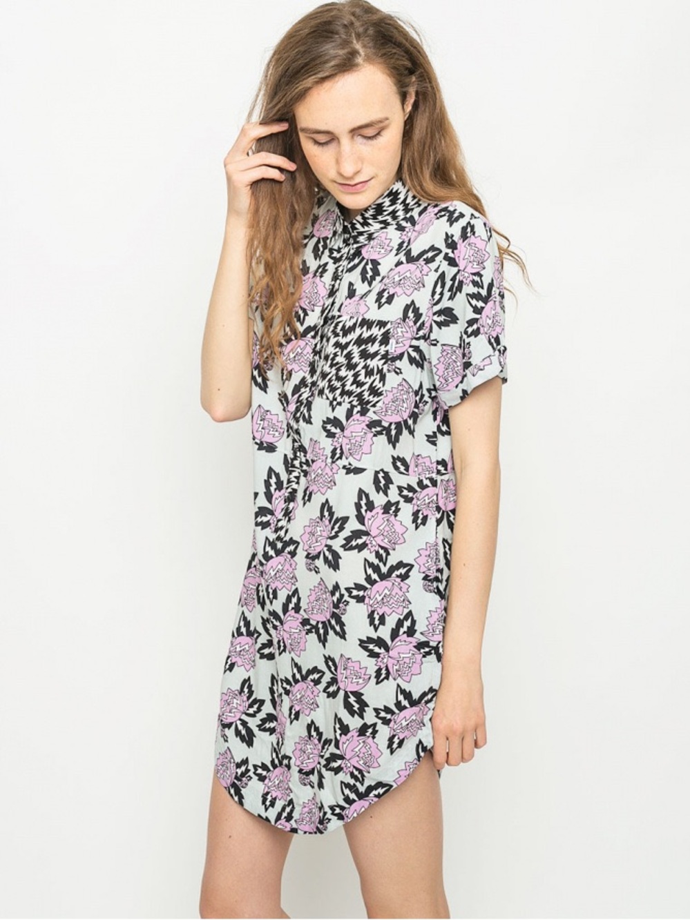 VANS x ELEY KISHIMOTO Collared Shirt Dress in Magnolia & Flash Patterns, XL